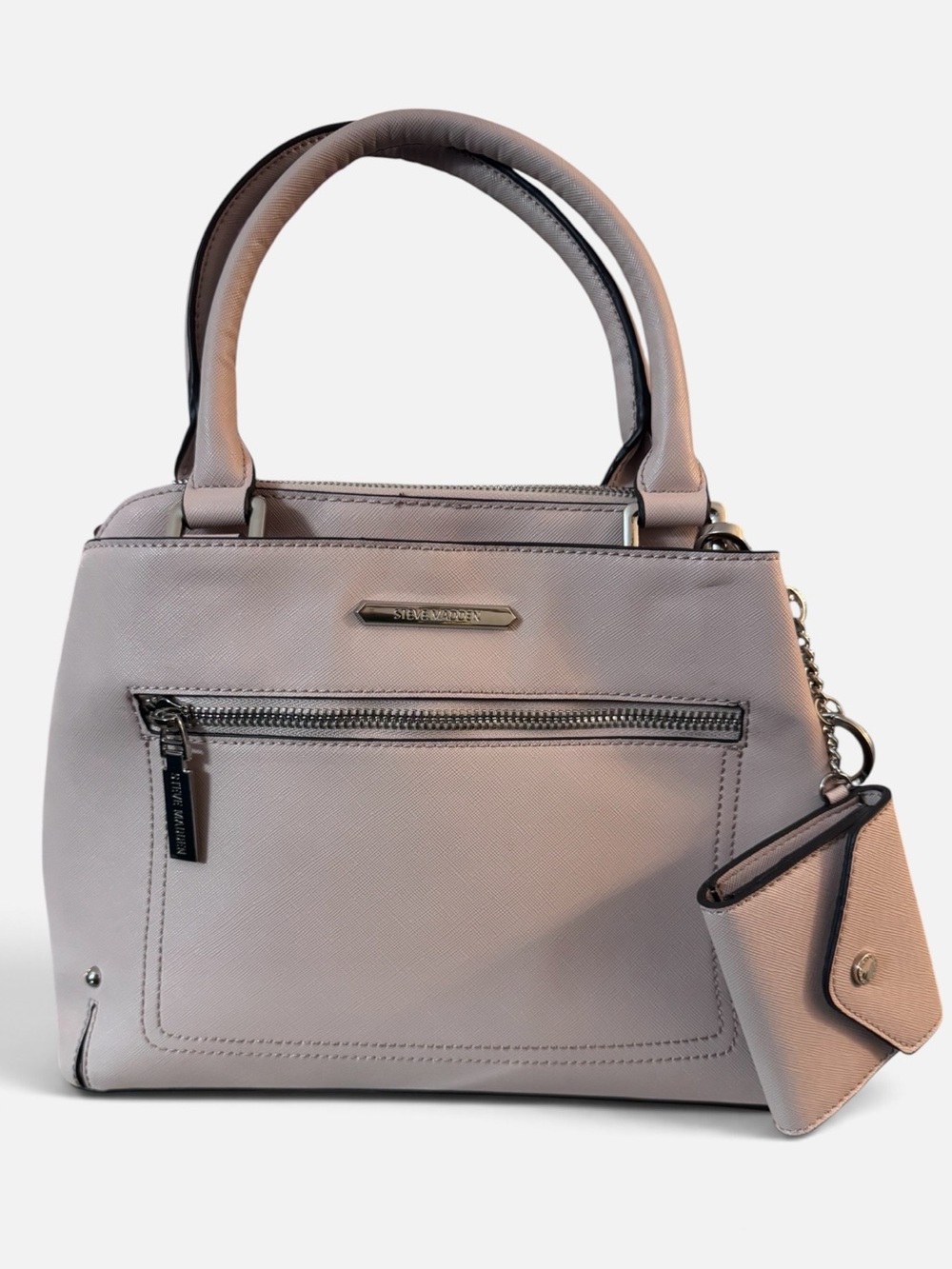 Steve Madden Blush Pink Multi-Compartment Satchel with Coin Pouch & Strap